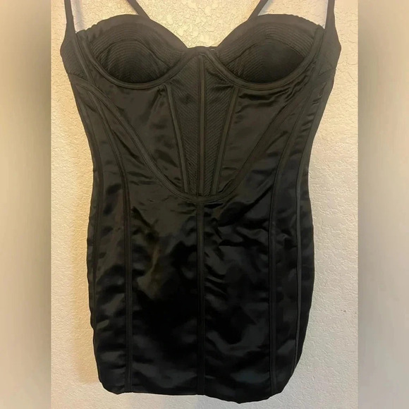Heiress Beverly Hills Black Satin Mini Corset Dress - Picture 3 of 6